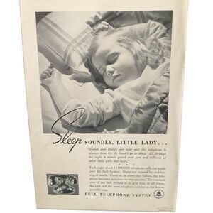Vintage 1938 Bell Telephone Sleep Soundly Ad Advertisment